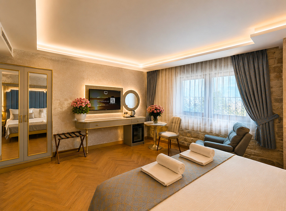 hotel room with elegant smart tv